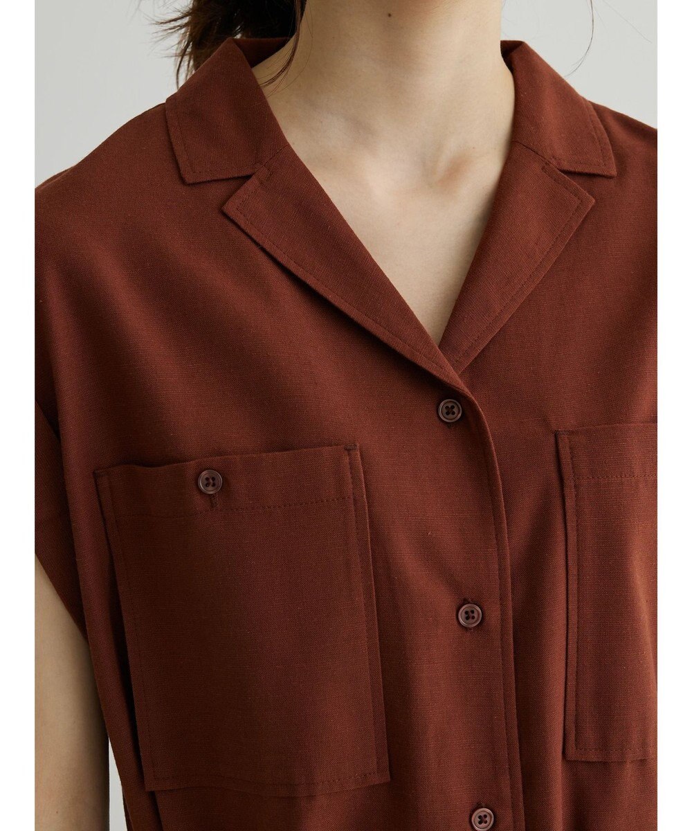 Green Parks 綿麻混開襟ワンピース 