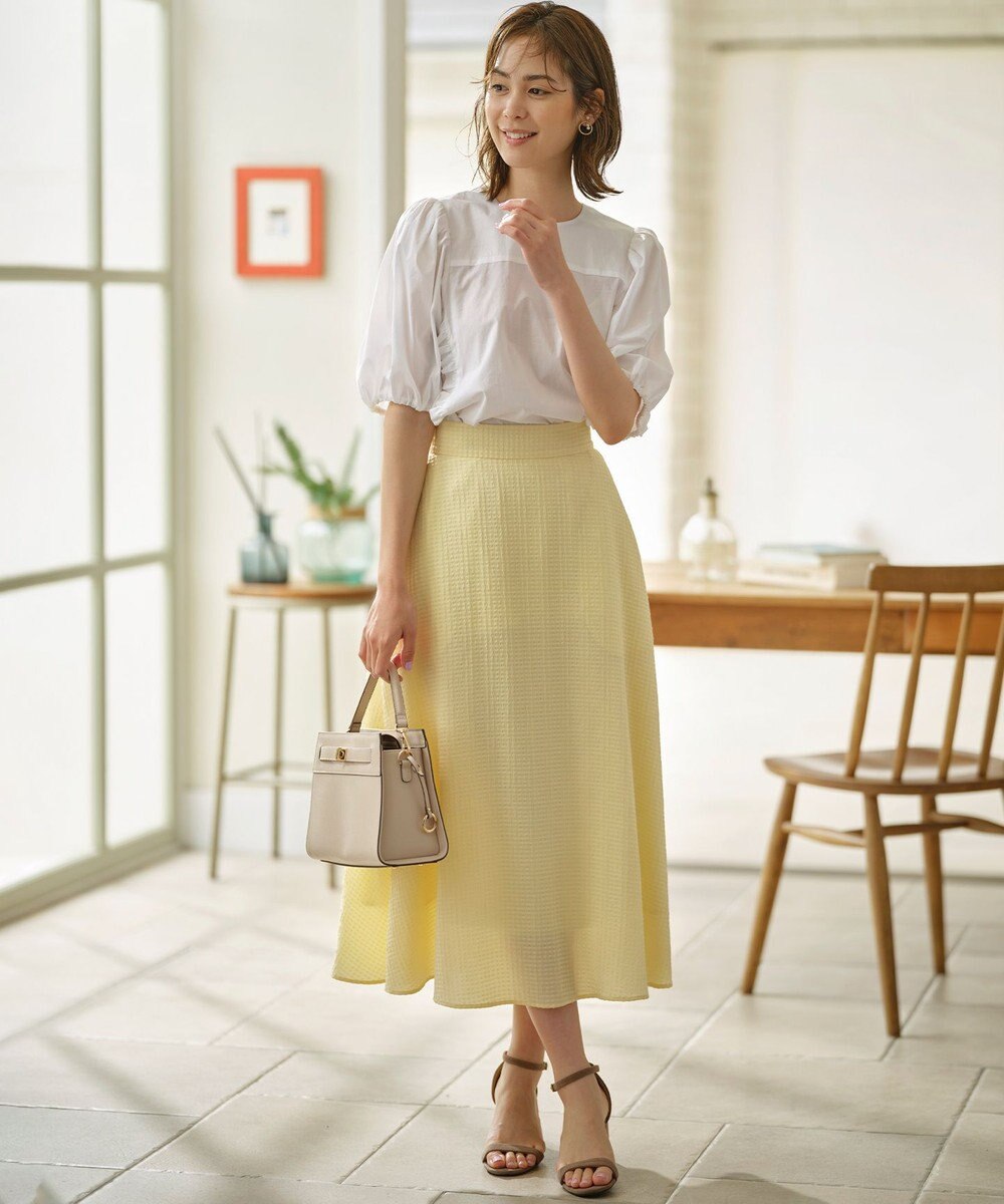 組曲 L コットンローン ボリュームスリーブブラウス 