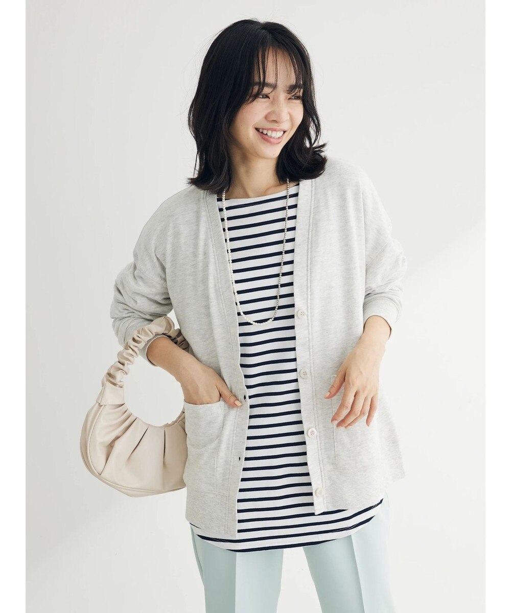 Green Parks ミニ裏毛Ｖネックカーディガン 