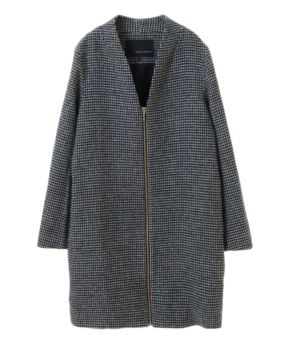 YECCA VECCA 千鳥柄Ｖネックウールコート Hounds Tooth