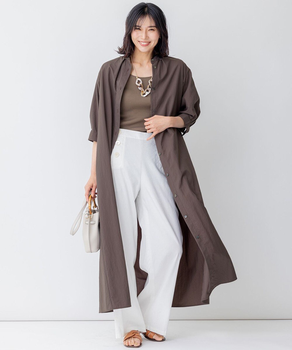 23区 【洗える】マットナイロンタフタ シャツワンピース 