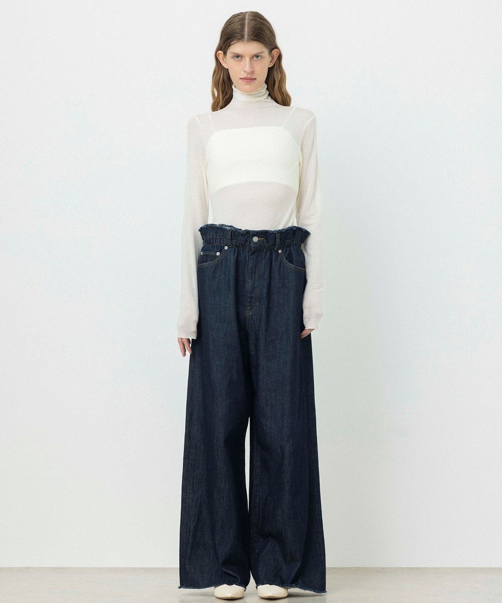 NAVE 【ReNAVE・洗える/軽量】ライトデニム ウエストギャザーパンツ 