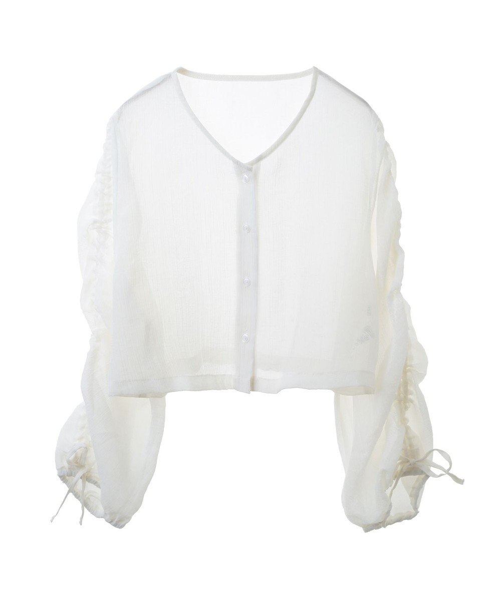 earth music&ecology キラキラシアーギャザーシャツ 