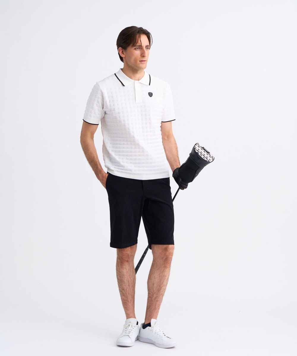 23区GOLF 【MEN】フラッグジャガードニットポロシャツ ストレッチ 半袖 