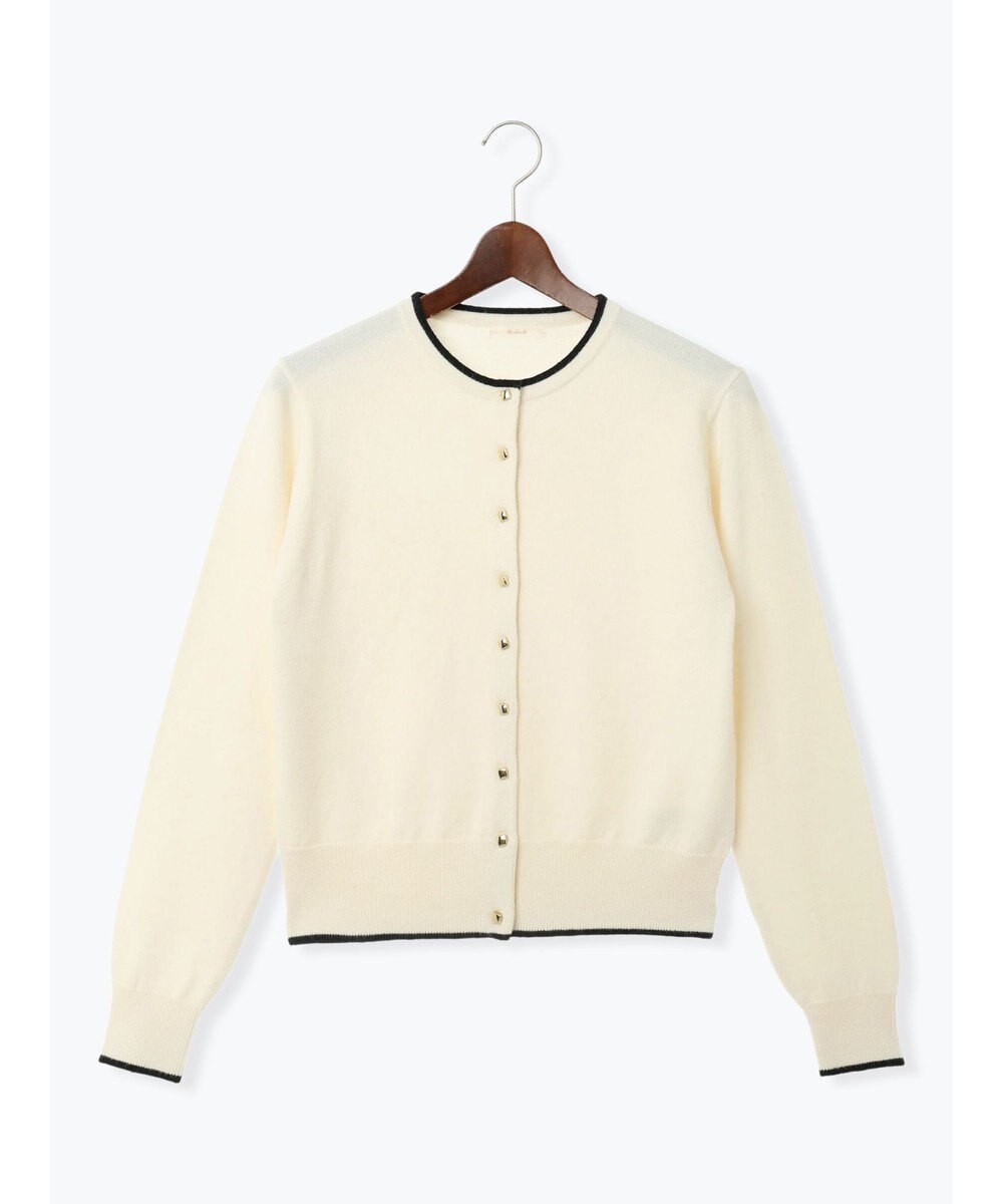 Te chichi メタルスクエア釦クルーネックカーディガン 