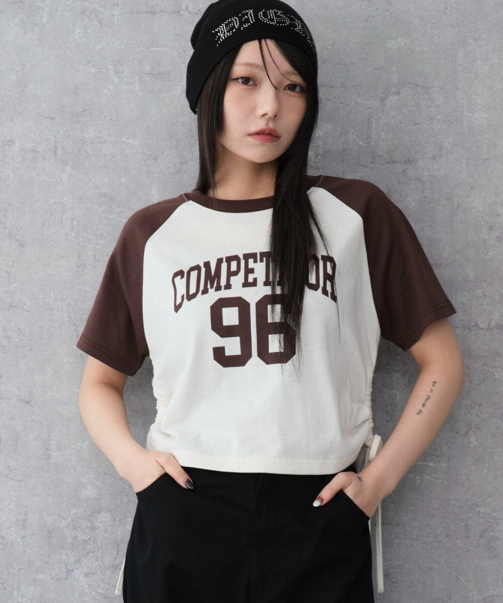 WEGO グラフィックショートサイドリボンドロストT 