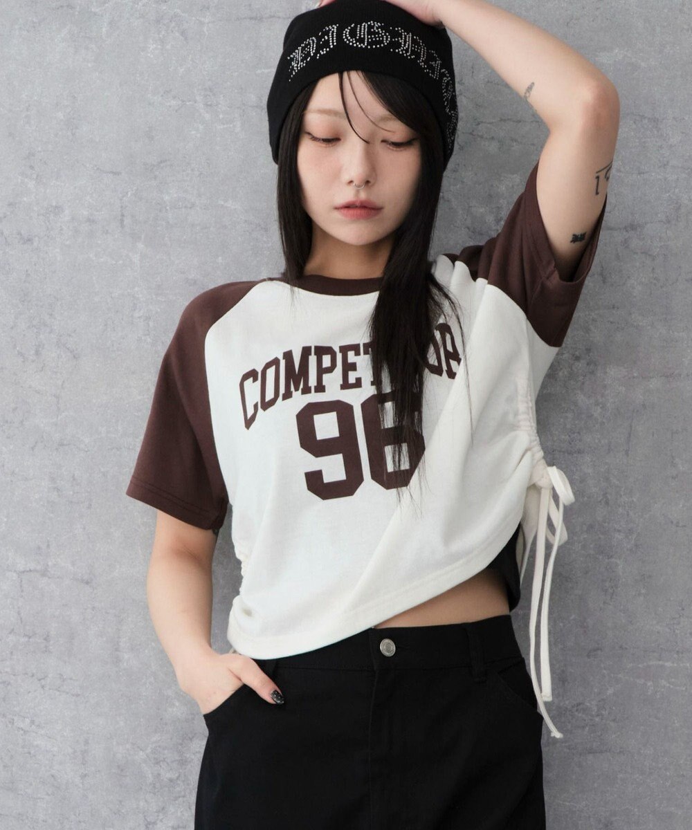 WEGO グラフィックショートサイドリボンドロストT 