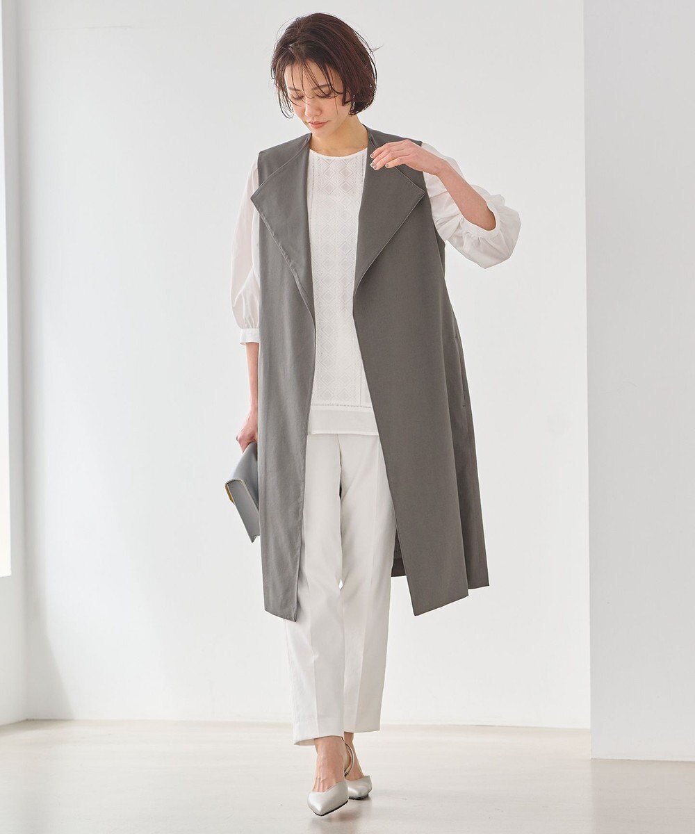 自由区 L 【洗える】テンセルリネンストレッチ ジレ 