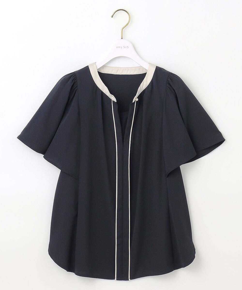 ANY SIS 【2WAY】バイカラーラッフル ブラウス 