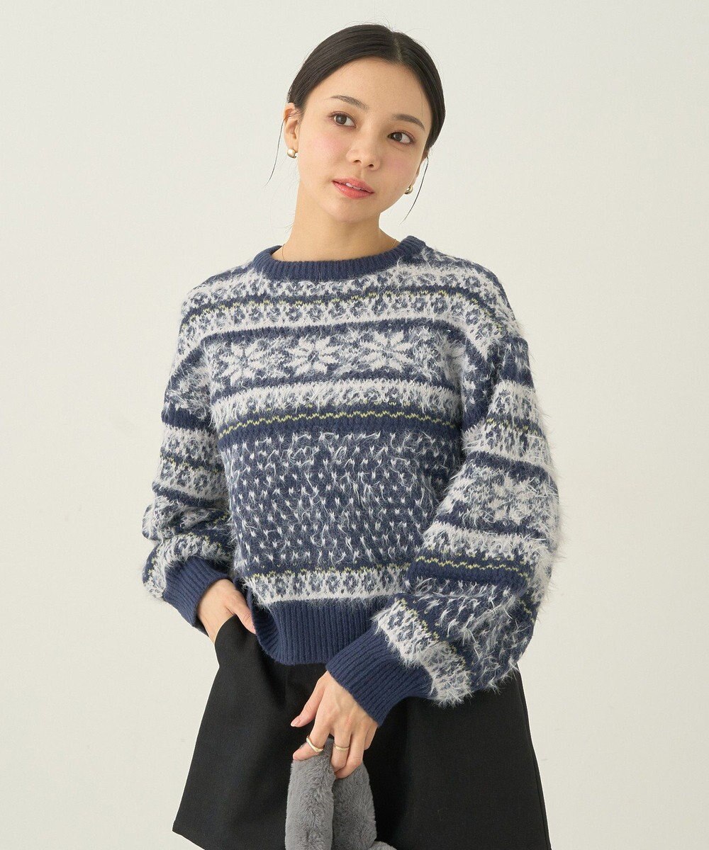 earth music&ecology フェザーヤーンノルディックプルオーバー 