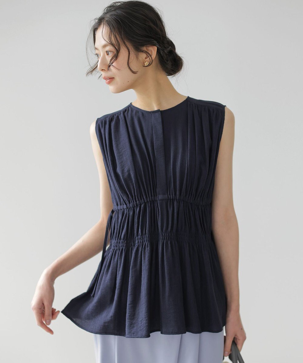 組曲 【先行予約】シアーリンクルクロス ティアードブラウス 