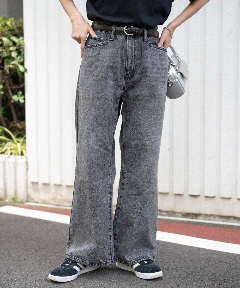 WEGO 【ユニセックス着用ITEM/SMLサイズ展開】デニムルーズフレアパンツ 
