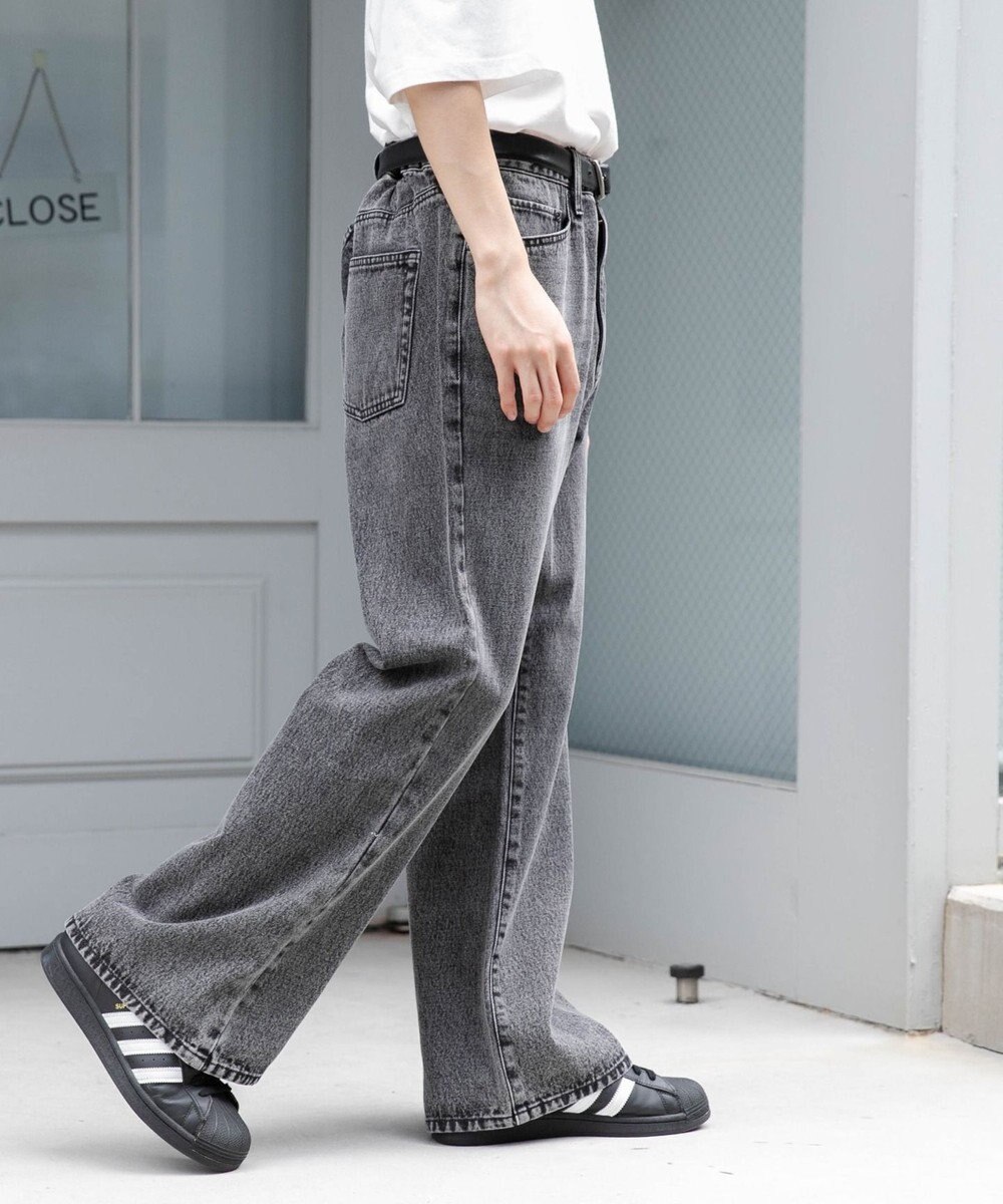 WEGO 【ユニセックス着用ITEM/SMLサイズ展開】デニムルーズフレアパンツ 