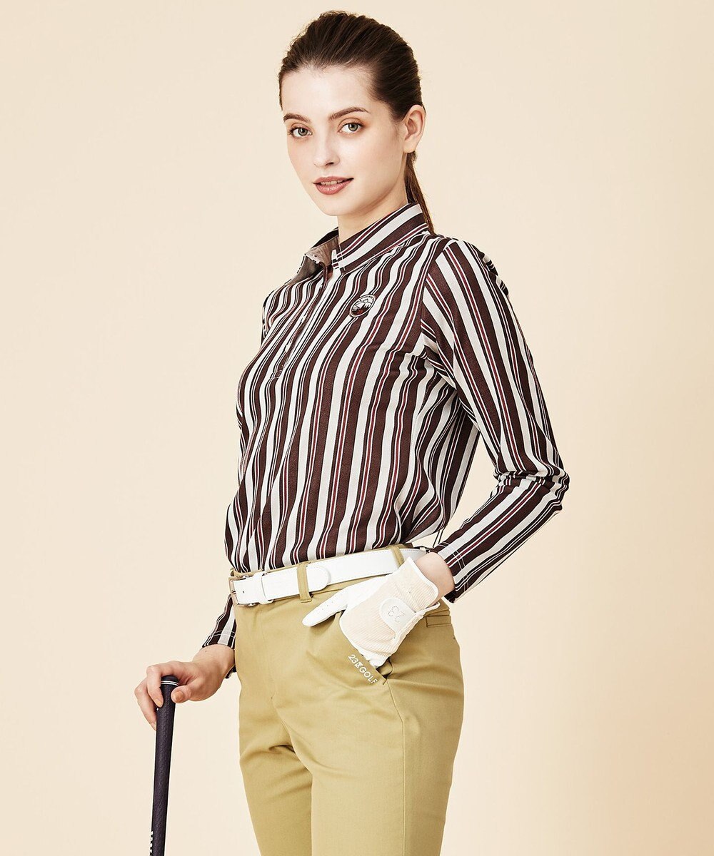 23区GOLF 【WOMEN】【吸汗速乾/ストレッチ】ストライプジャガードシャツ 