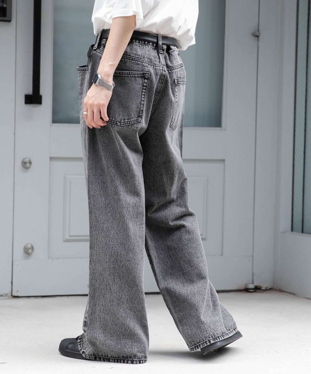 WEGO 【ユニセックス着用ITEM/SMLサイズ展開】デニムルーズフレアパンツ 