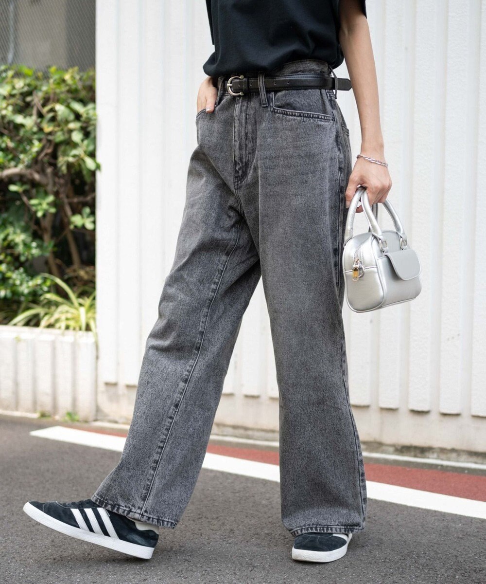 WEGO 【ユニセックス着用ITEM/SMLサイズ展開】デニムルーズフレアパンツ 