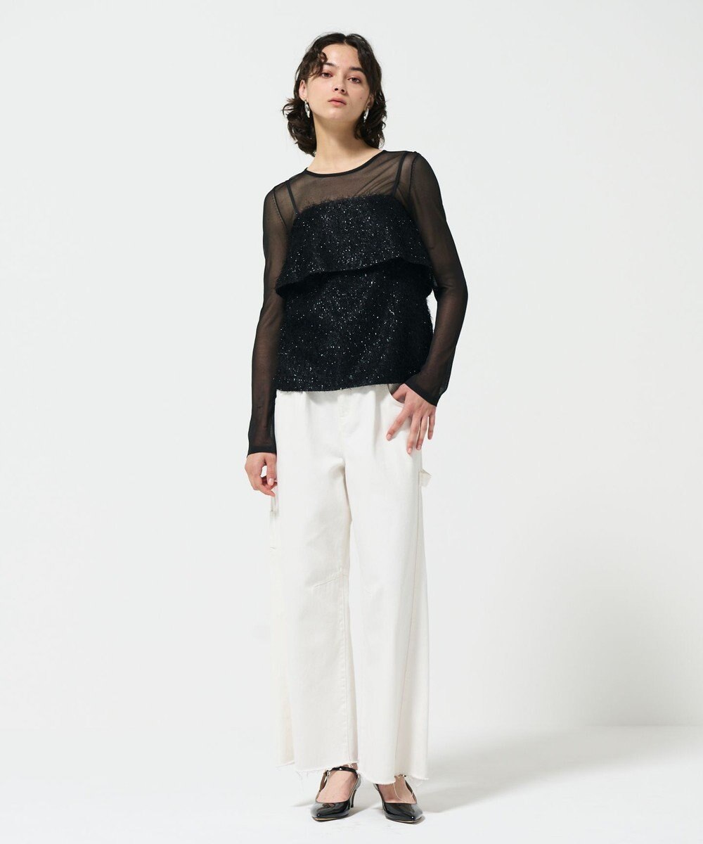 GRACE CONTINENTAL フリンジジャガードノースリーブ トップ 