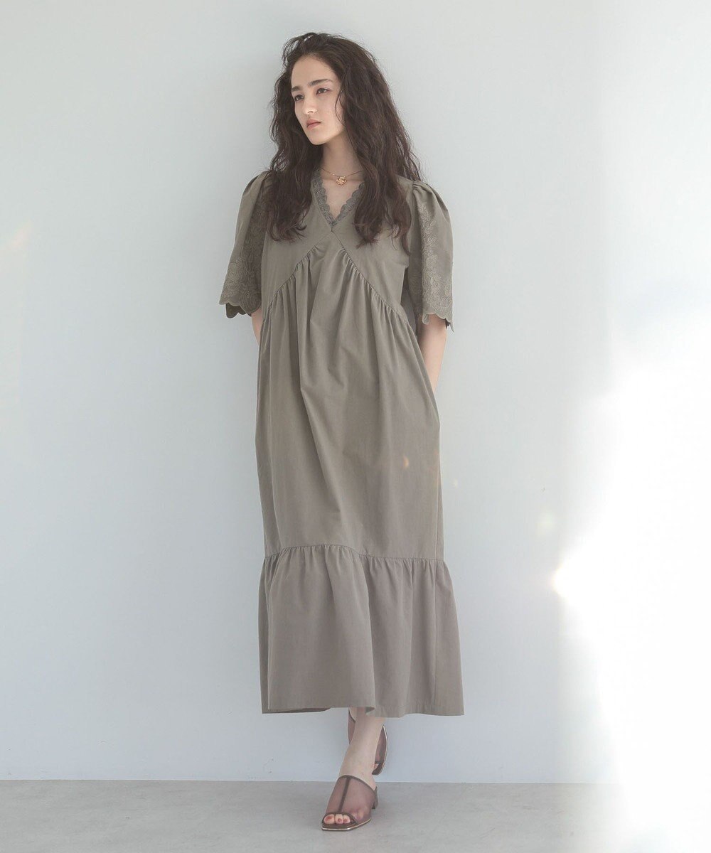Green Parks ■ＥＳＣＡＲ　刺繍スリーブギャザーワンピース 