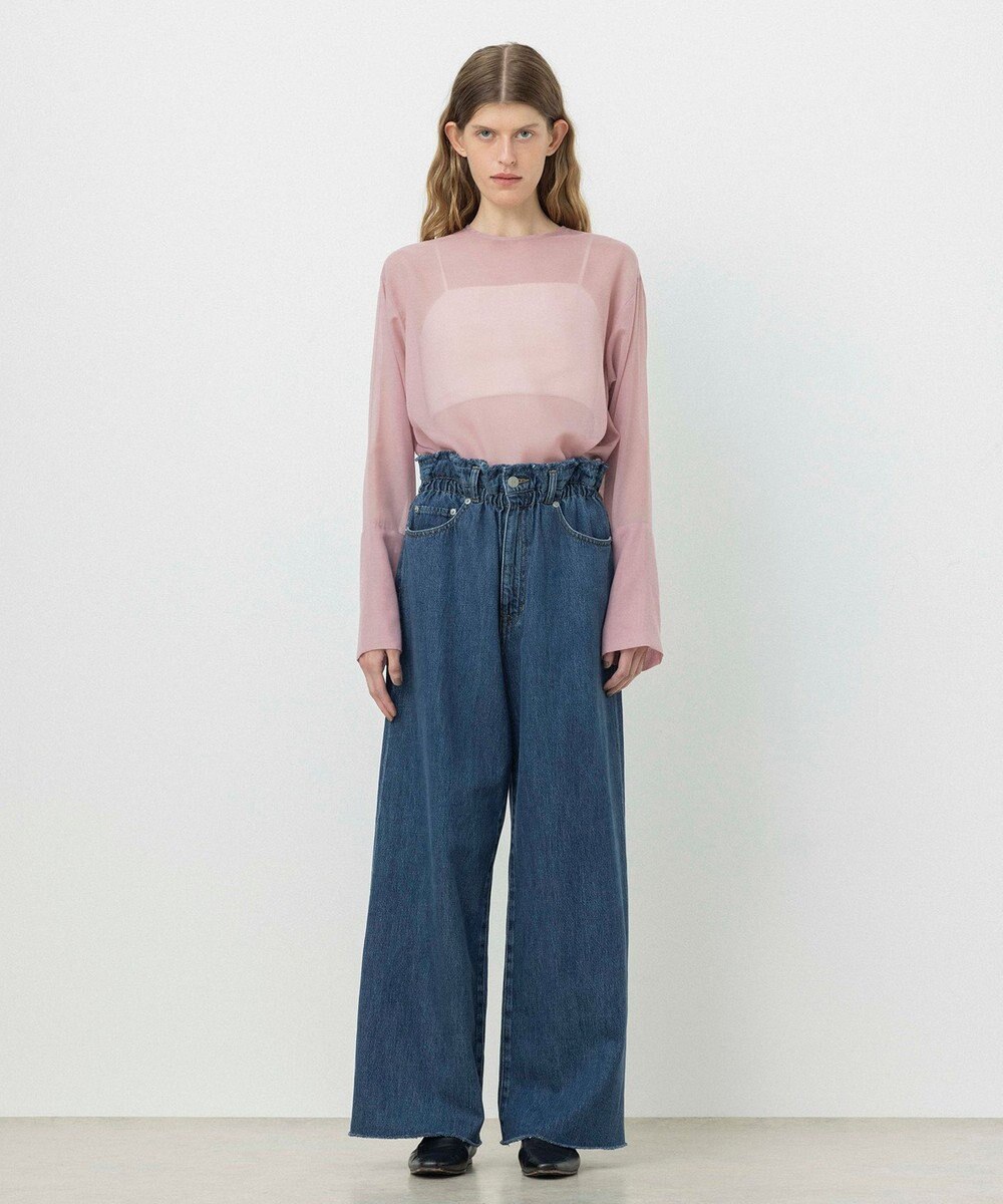 NAVE 【ReNAVE・洗える/軽量】ライトデニム ウエストギャザーパンツ 