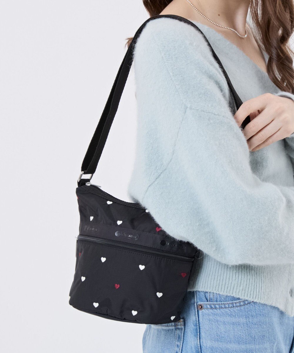 LeSportsac MINI BUCKET SHOULDER BAG/レッド/ホワイトハートEMB 