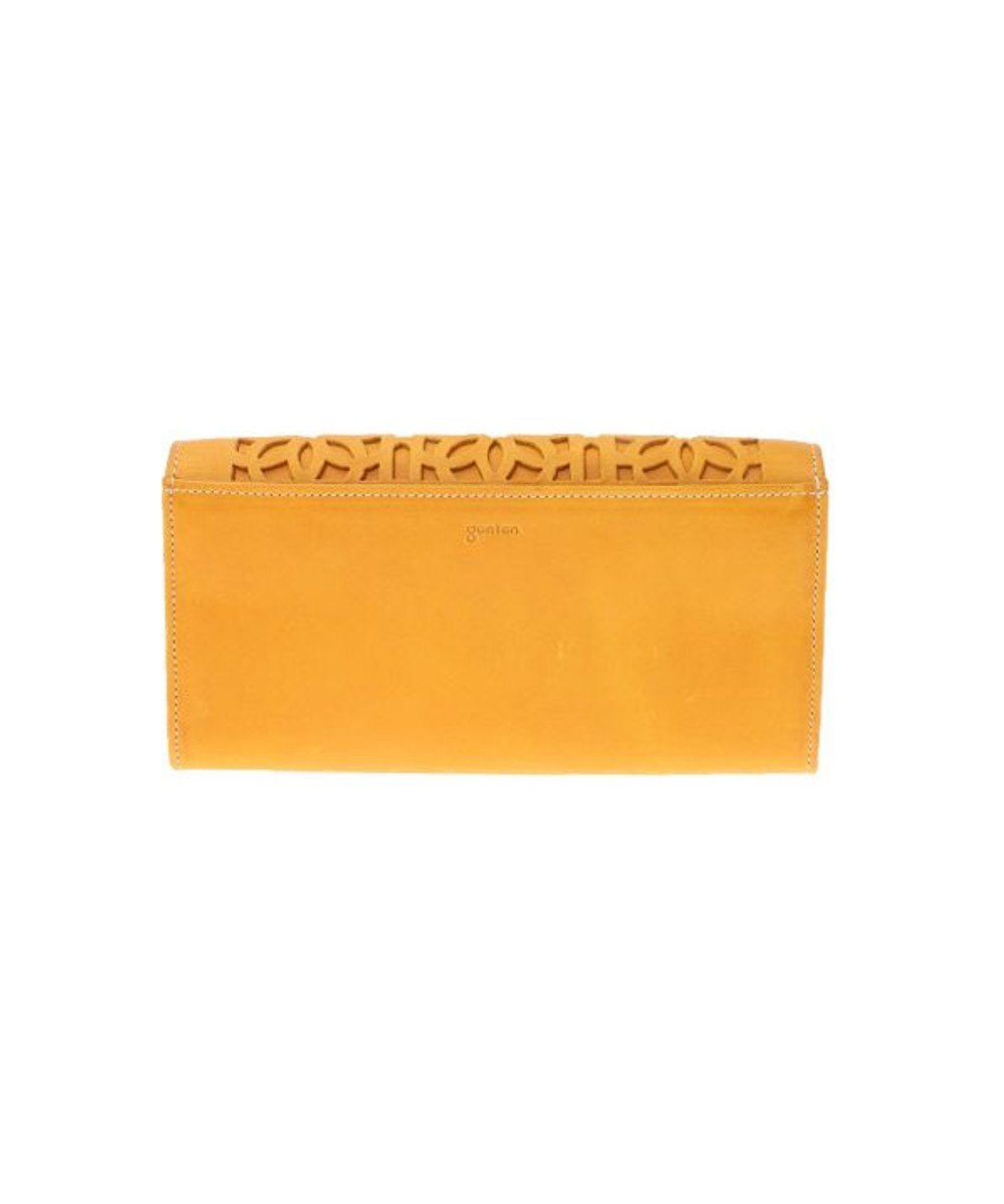 genten カットワーク フラップ長財布 