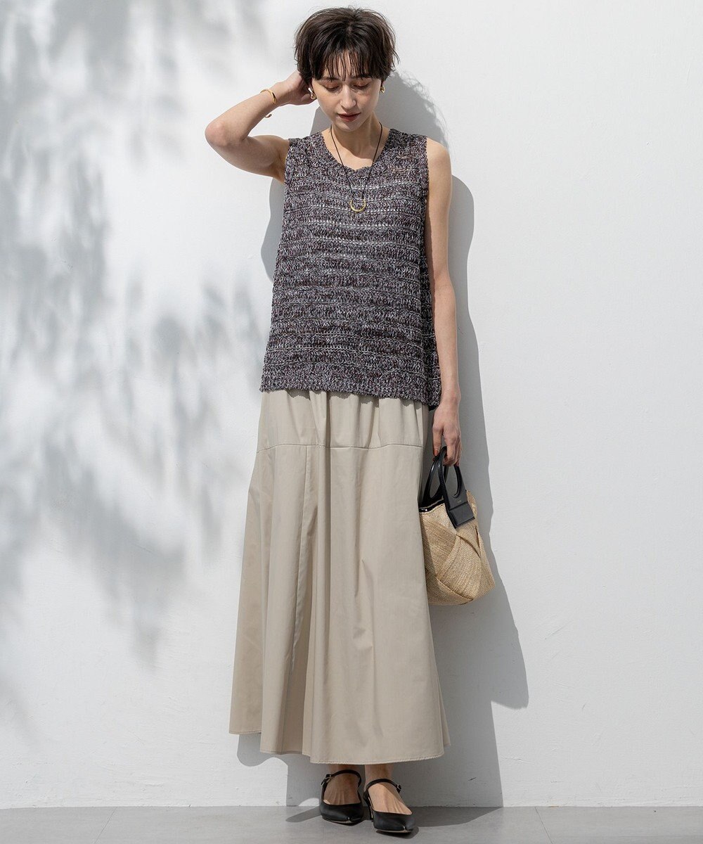 23区 【接触冷感/撥水加工】ストレッチブロード ギャザースカート 