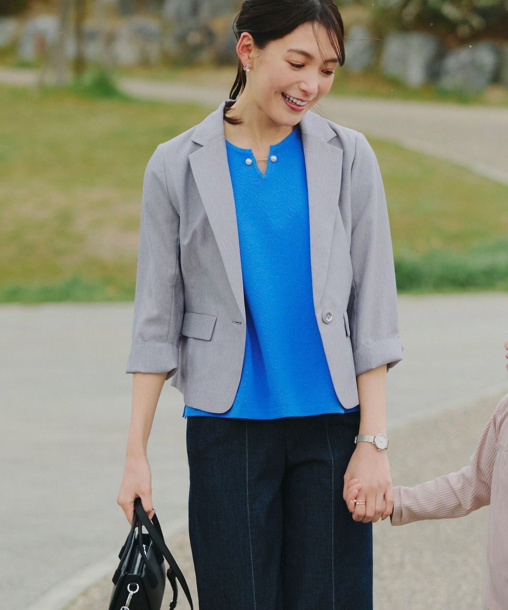 Tiaclasse 【吸水速乾・接触冷感・UVケア・防シワ・洗える】カチオンテーラードジャケット 