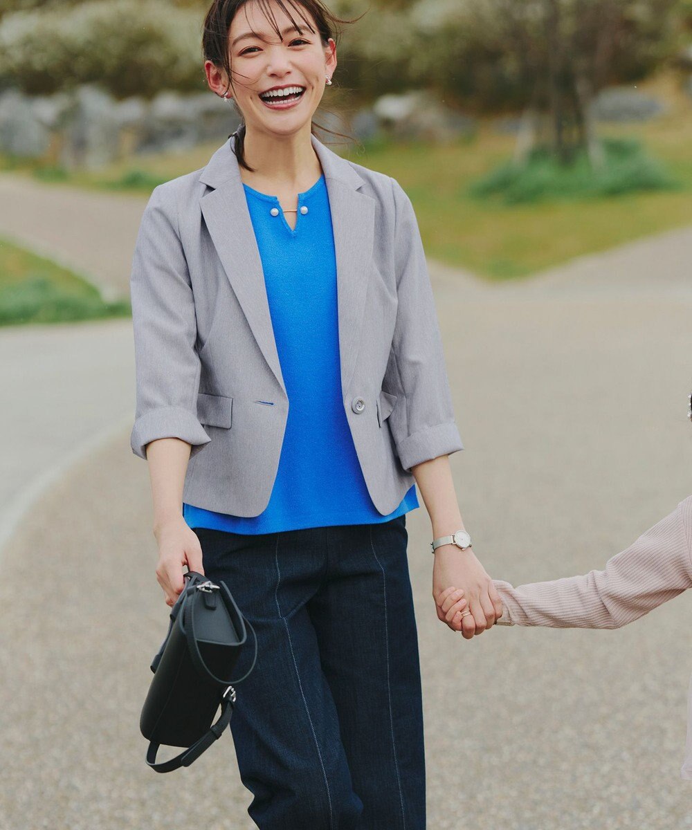 Tiaclasse 【吸水速乾・接触冷感・UVケア・防シワ・洗える】カチオンテーラードジャケット 