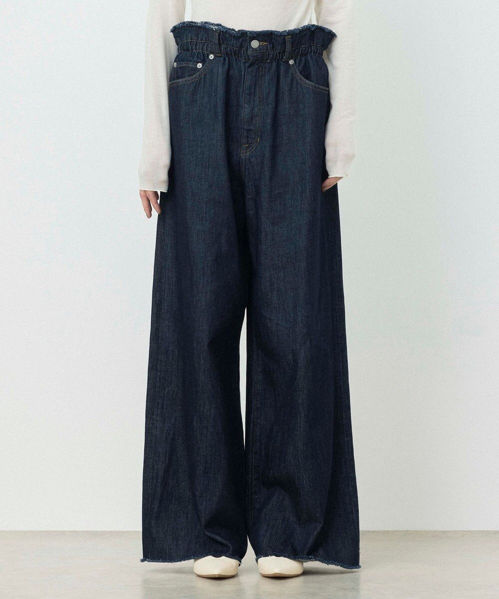 NAVE 【ReNAVE・洗える/軽量】ライトデニム ウエストギャザーパンツ 
