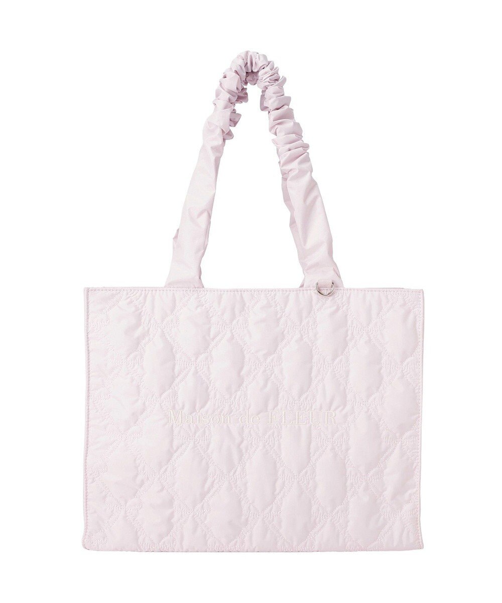 Maison de FLEUR ギャザーハンドルリボンキルティングトート 