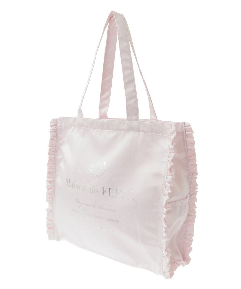 Maison de FLEUR サテンフリルスクエアトートバッグ 