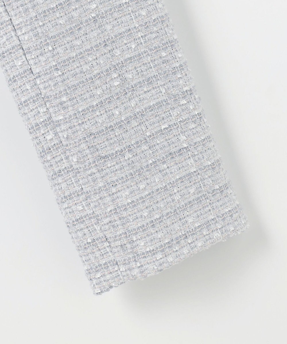 ANY SIS L ノーカラーフリンジツイード ジャケット 