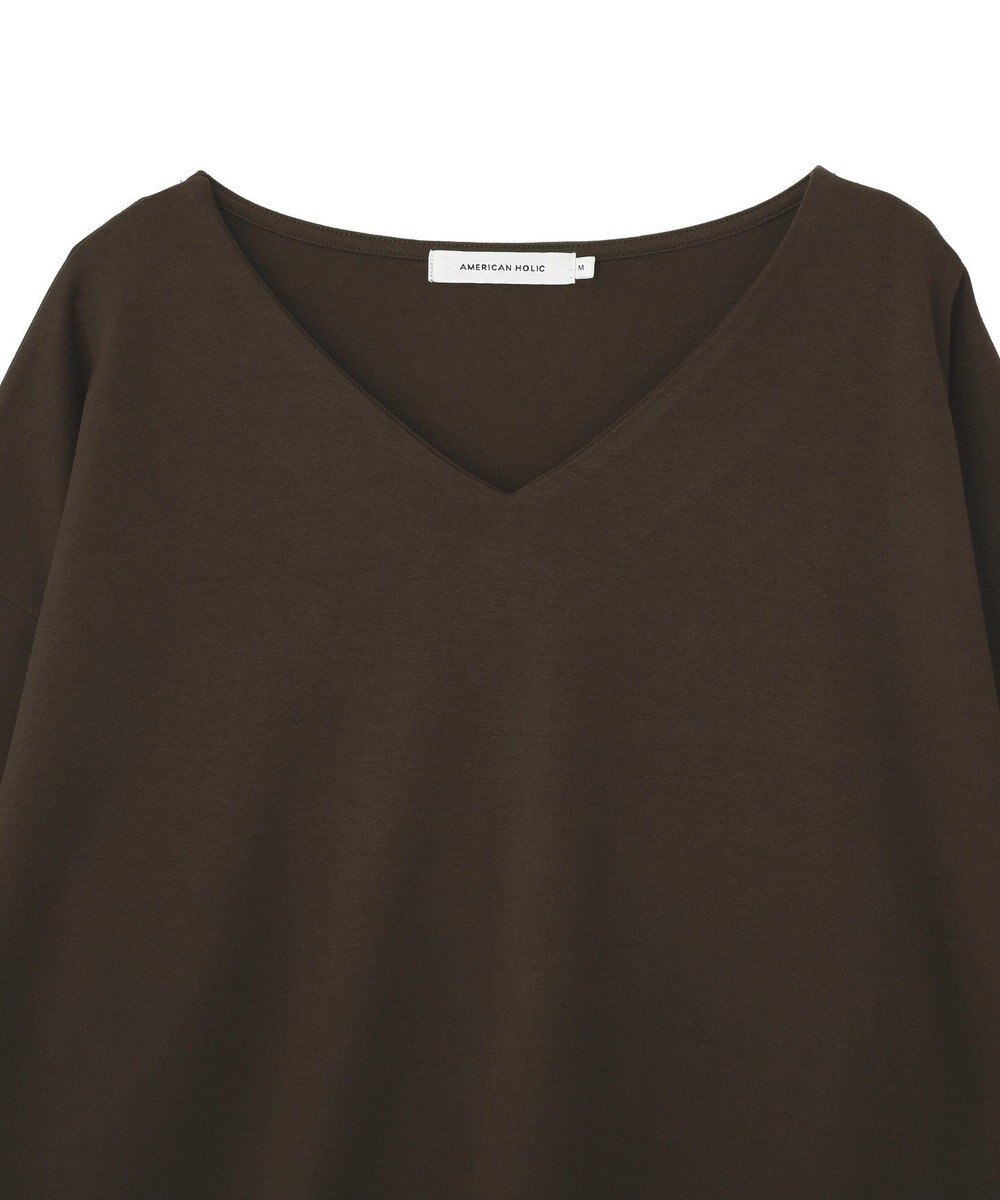 AMERICAN HOLIC Vネック裾異素材ポンチプルオーバー 