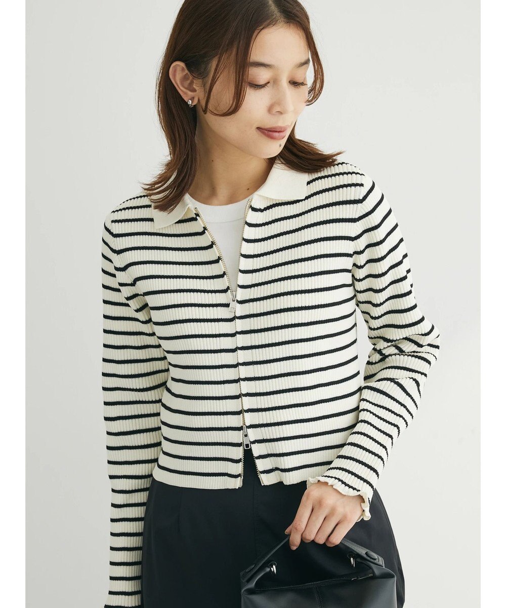 Green Parks ・ＥＬＥＮＣＡＲＥ　ＤＵＥ　Ｗ　ＺＩＰ　ボーダーカーデ 