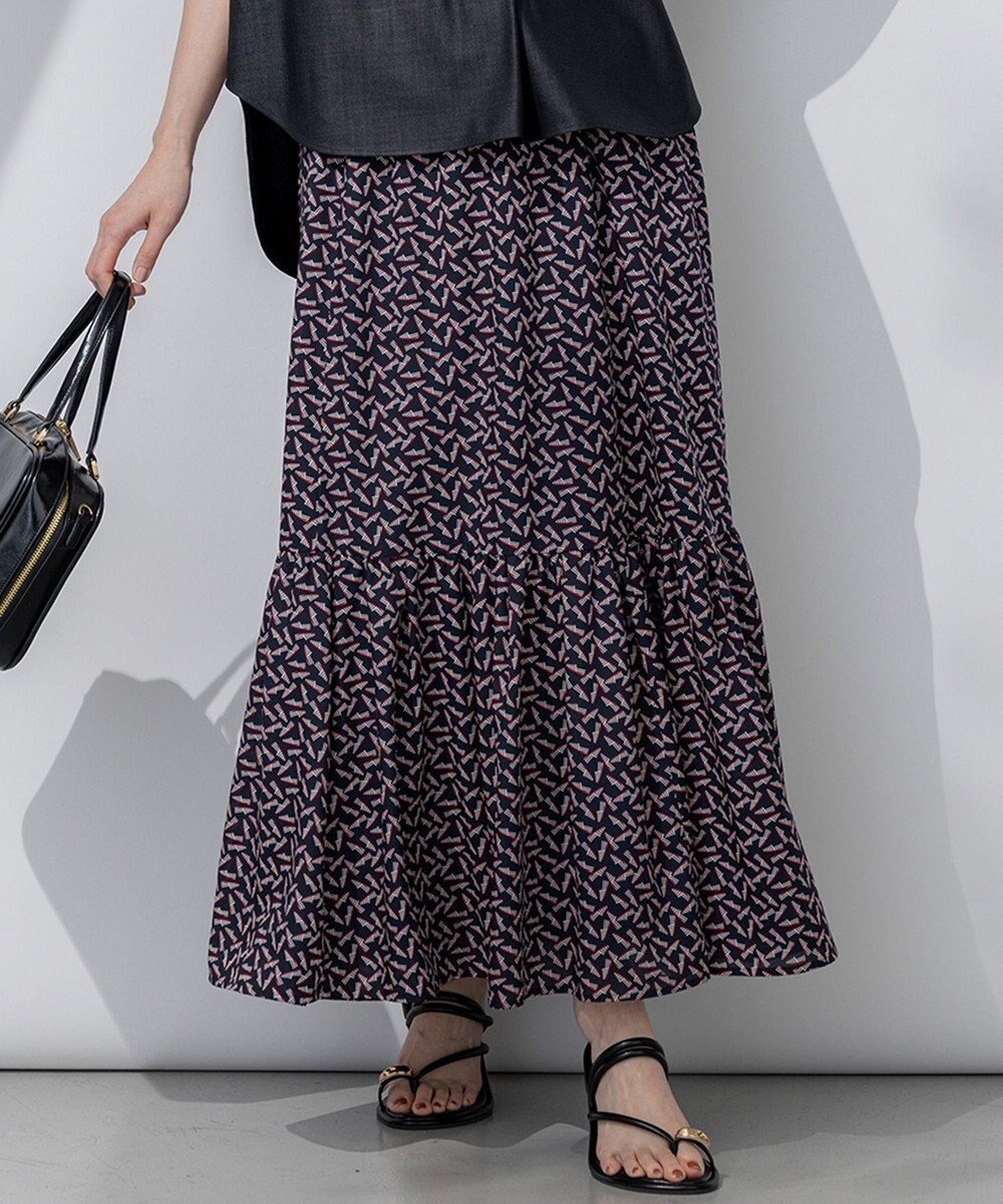 23区 【洗える】エスパドリーユプリント ティアード スカート 