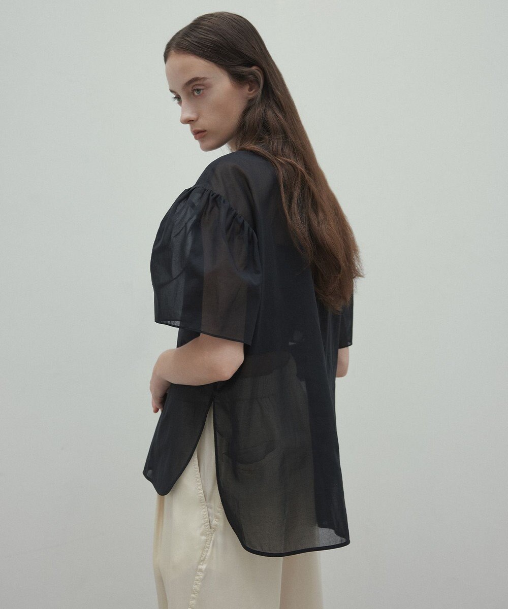 BEIGE， 【洗える】PLUMERIA / コットンシアーパフスリーブブラウス 