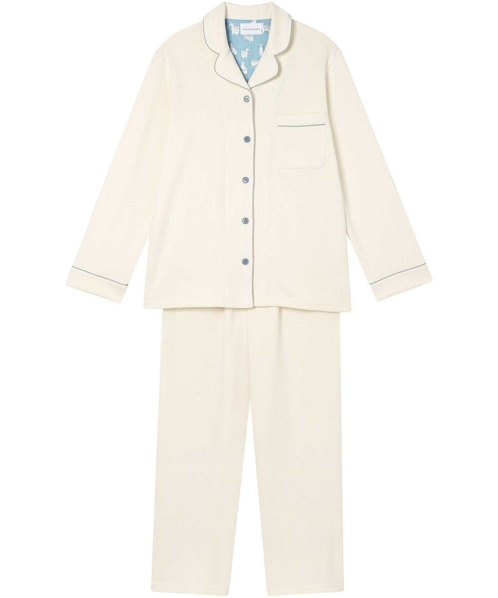 une nana cool 【綿混】ソフトコットンリブ 長袖開襟パジャマ MADE WITH LIBERTY FABRIC 