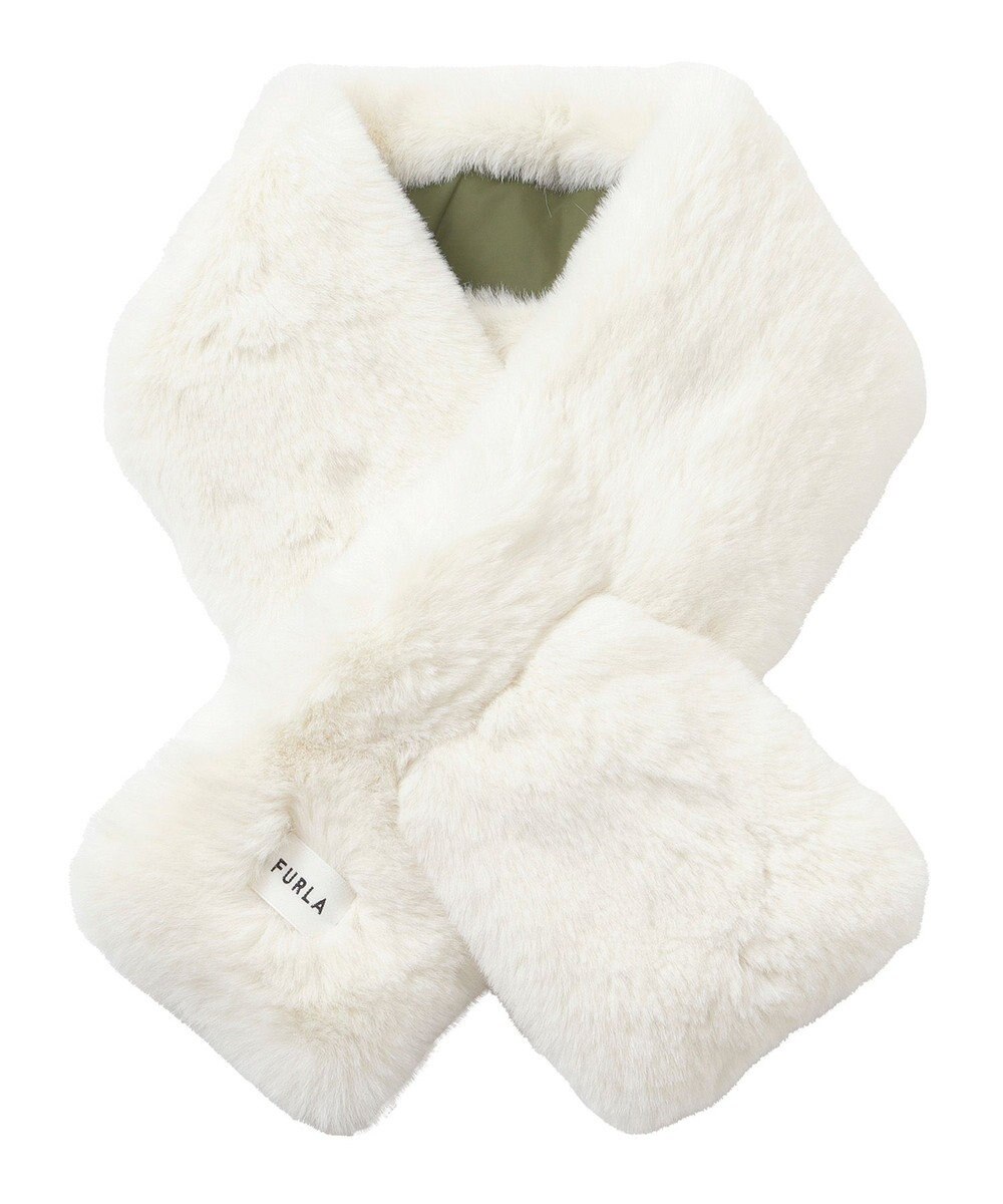 MOONBAT FURLA 【リバーシブル】フェイクファー×ダウンマフラー トリミング リバーシブル 