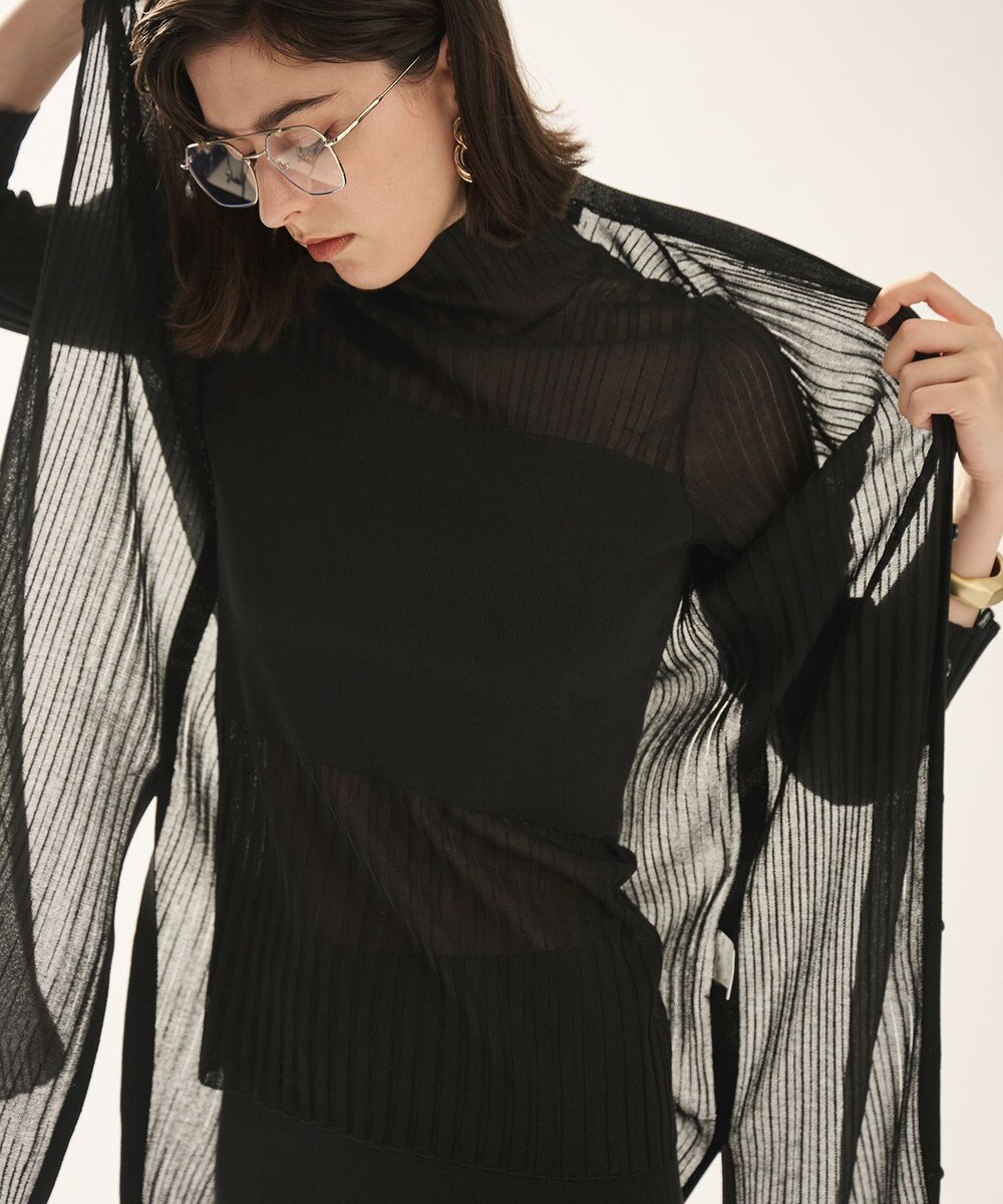 uncrave シアーニット リブロングカーディガン 