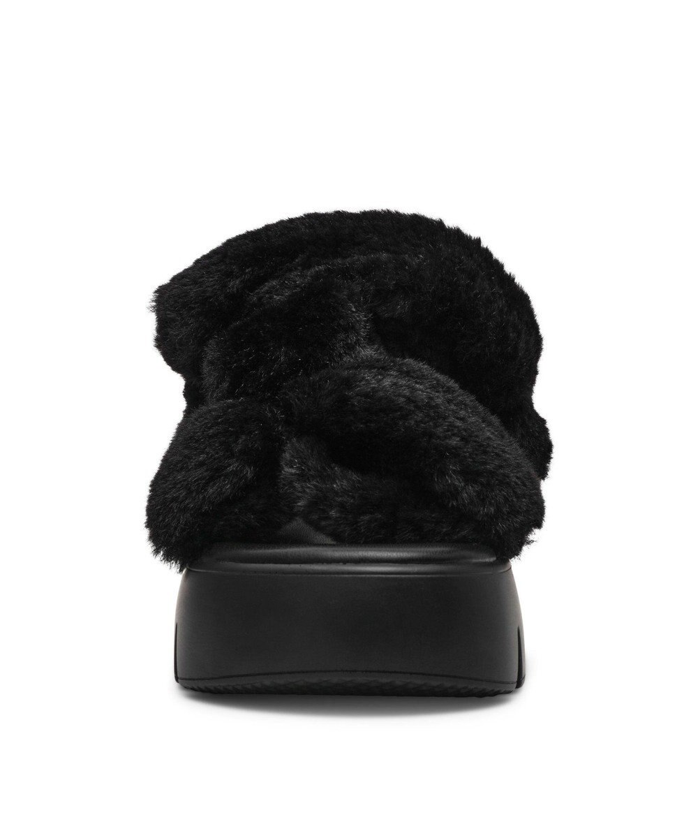 STEVE MADDEN BONKERS-F ファー厚底サンダル 