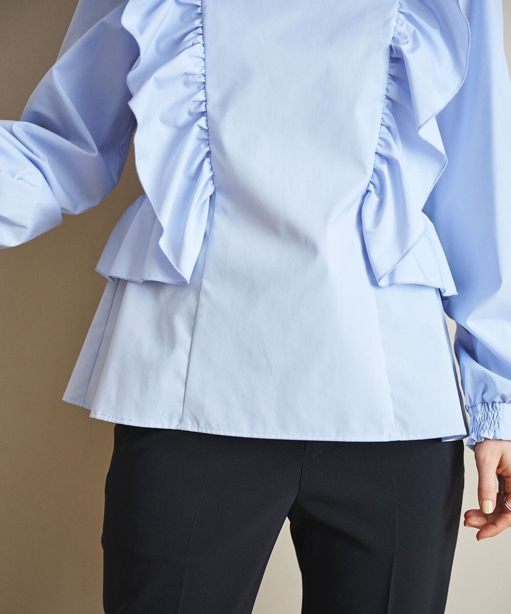 #Newans 【洗濯機可能/シワになりにくい】〈小柄さんにお勧め〉バーティカルフリルブラウス 