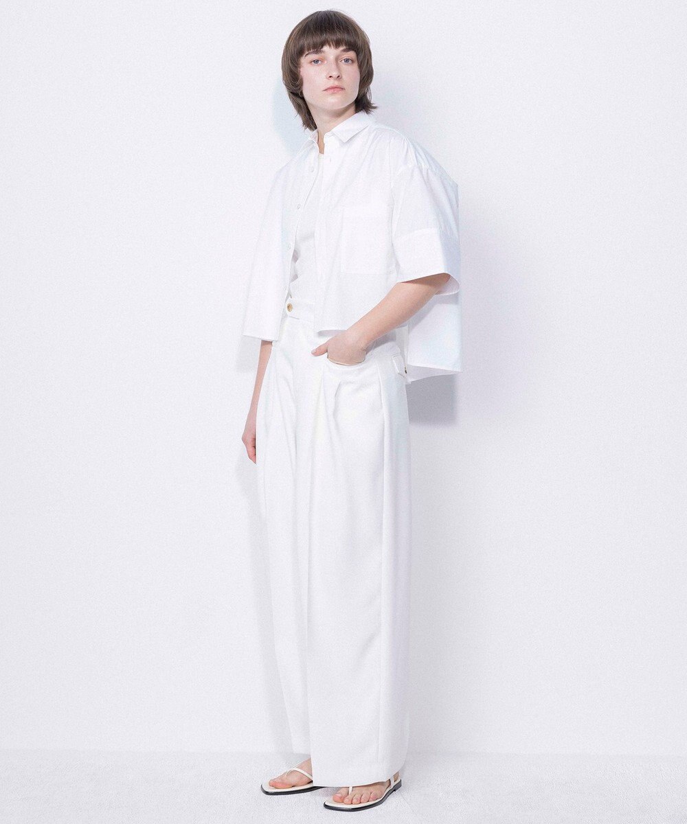 NAVE 【ReNAVE・セットアップ可/洗える/接触冷感/UVケア】コットンポリブロード クロップドシャツ 