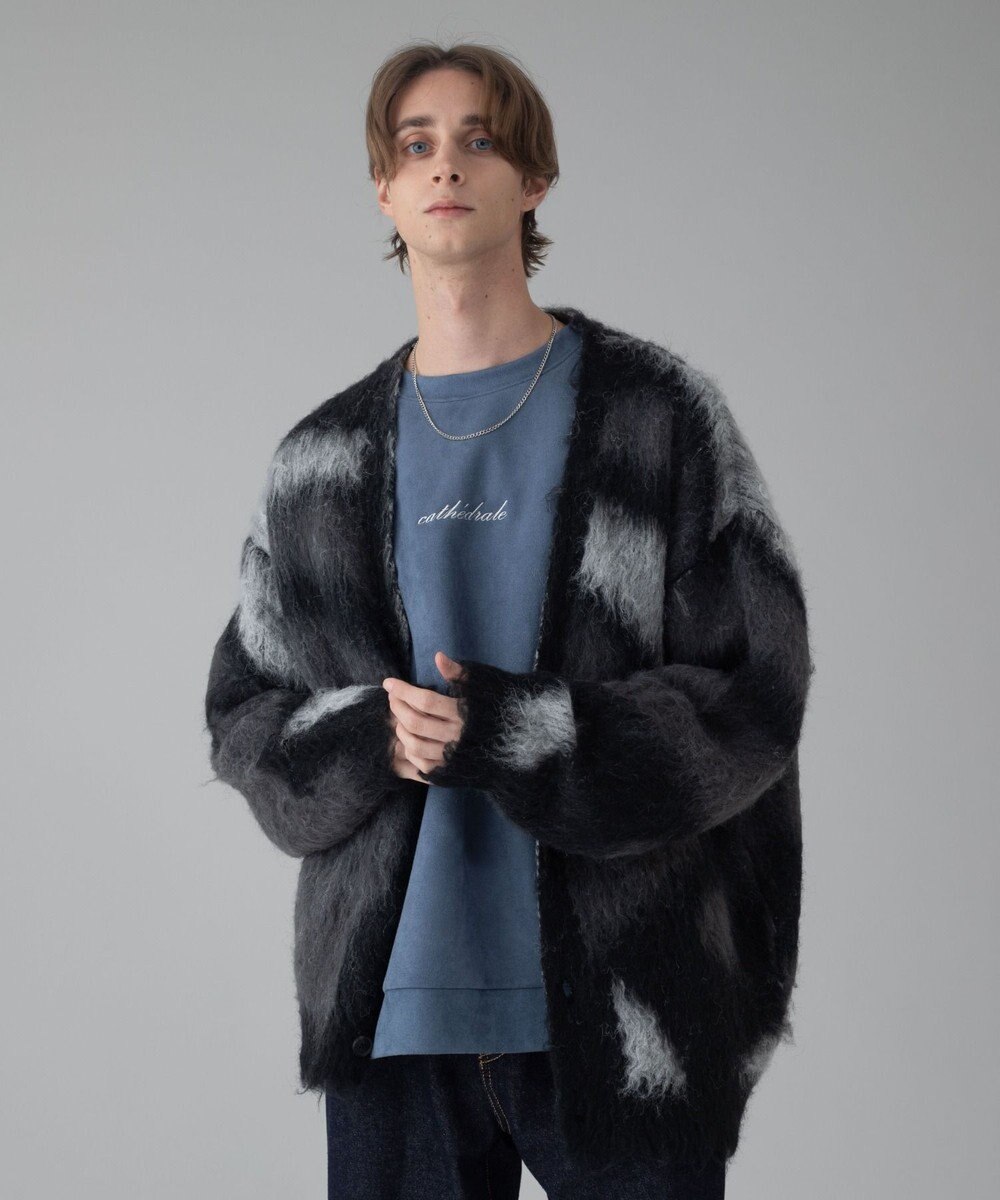 WEGO 【ユニセックス着用ITEM/MLサイズ展開】モヘアタッチパターンカーディガン 