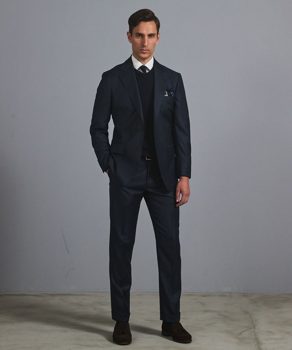 GOTAIRIKU 【Loro Piana Fabric】365 通年スーツ(ネイビー×格子) 