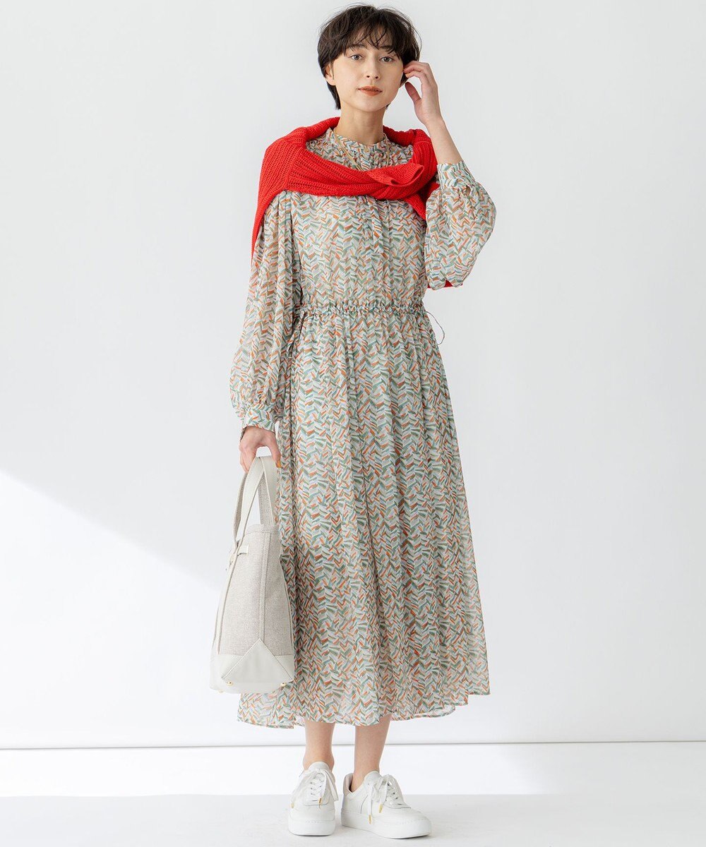 23区 S 【洗える】シアーヘリンボーンプリント ワンピース 