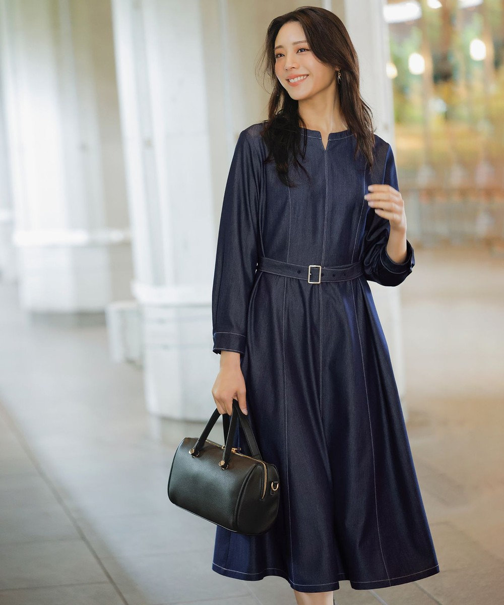 ANY SIS シャンブレーベルテッド ワンピース 