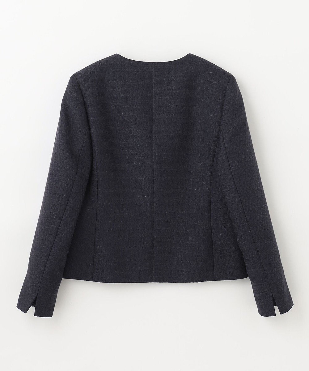 ANY ライトツイード　Ｖネックノーカラージャケット 