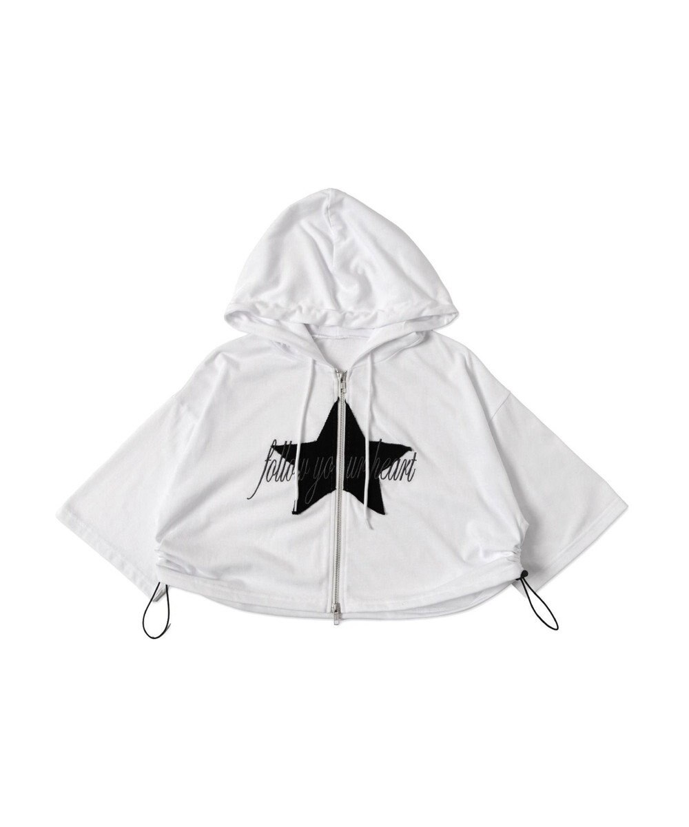 WEGO スターロゴ半袖ジップパーカー 