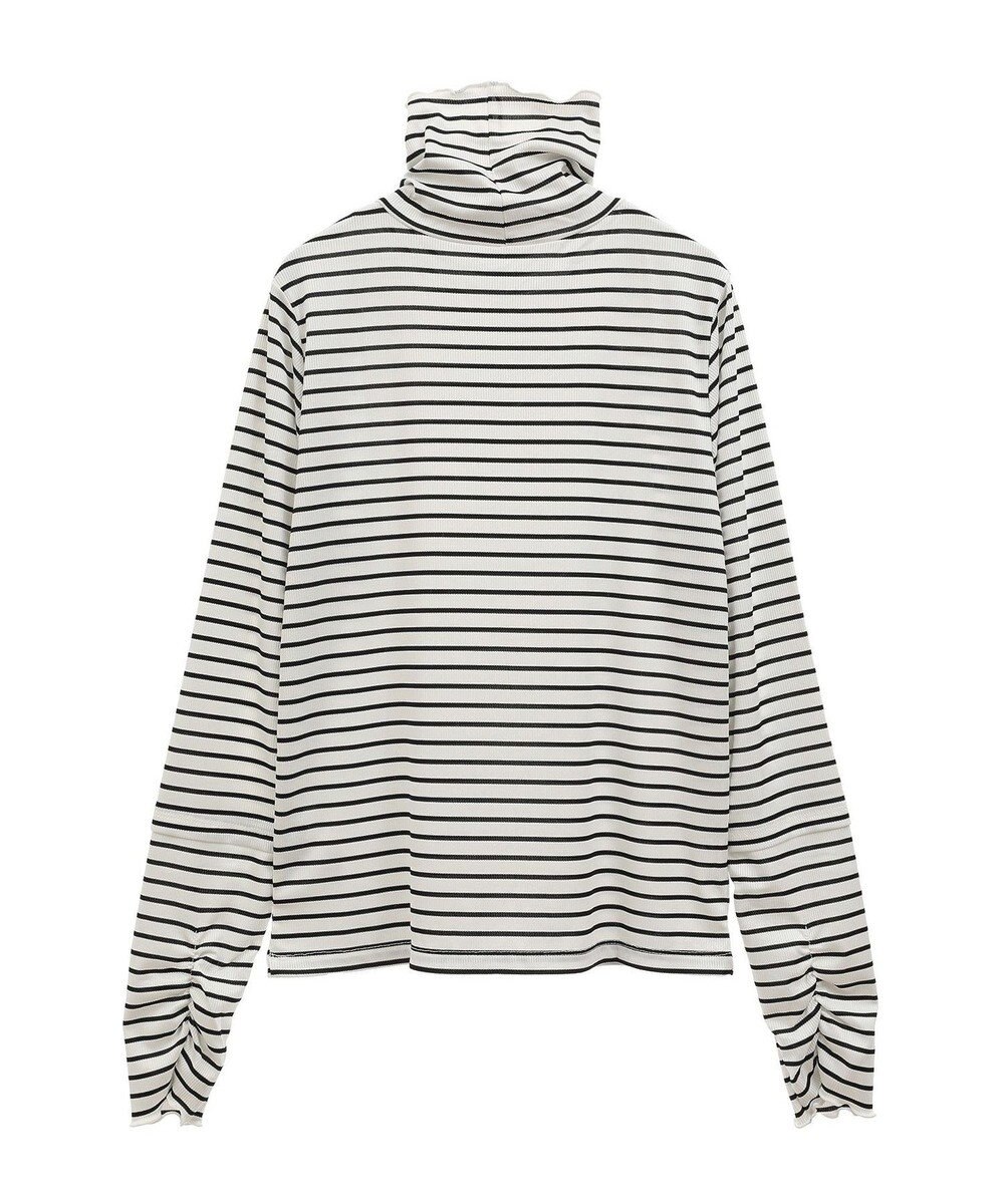 earth music&ecology シャーリングスリーブリブタートルプルオーバー 