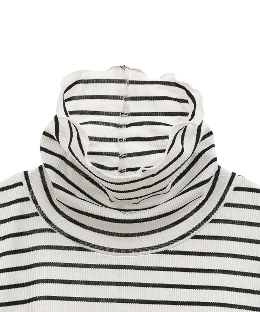 earth music&ecology シャーリングスリーブリブタートルプルオーバー 